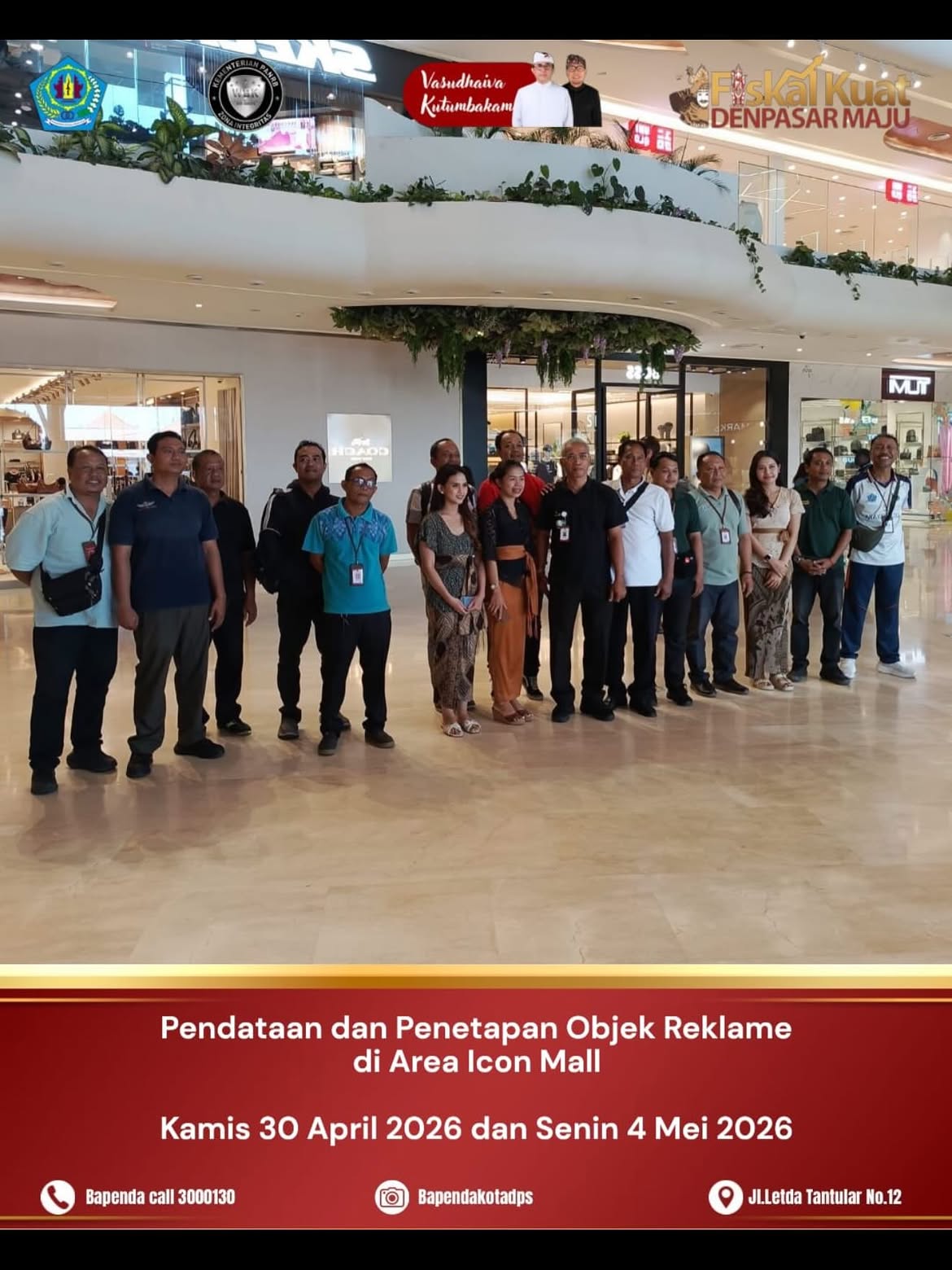 Kegiatan pendataan dan penetapan penyelenggaraan reklame di kawasan Icon Mall, Kota Denpasar